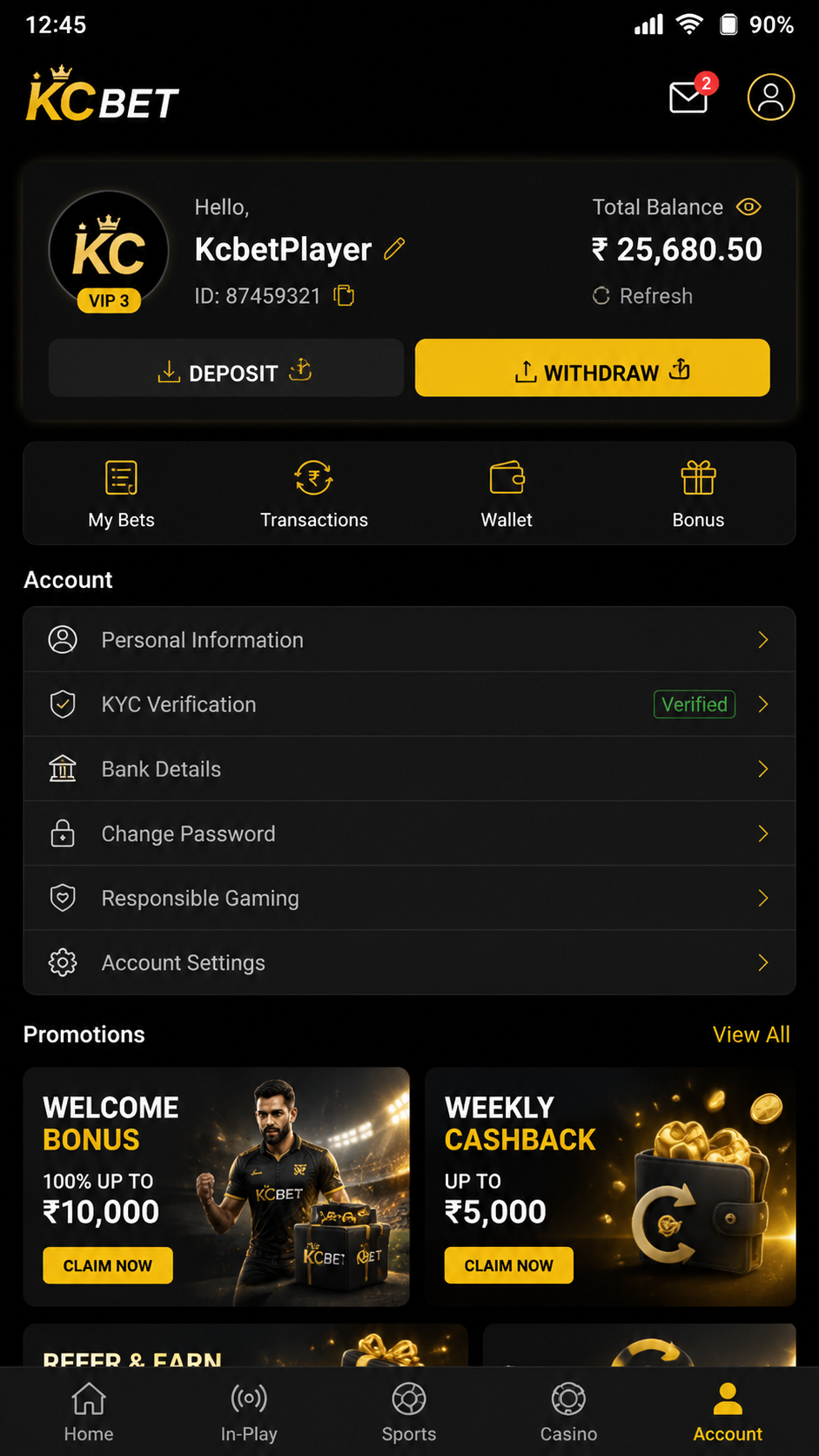Kcbet screenshot