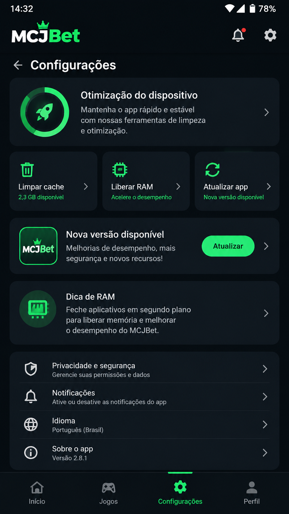 MCJBet screenshot