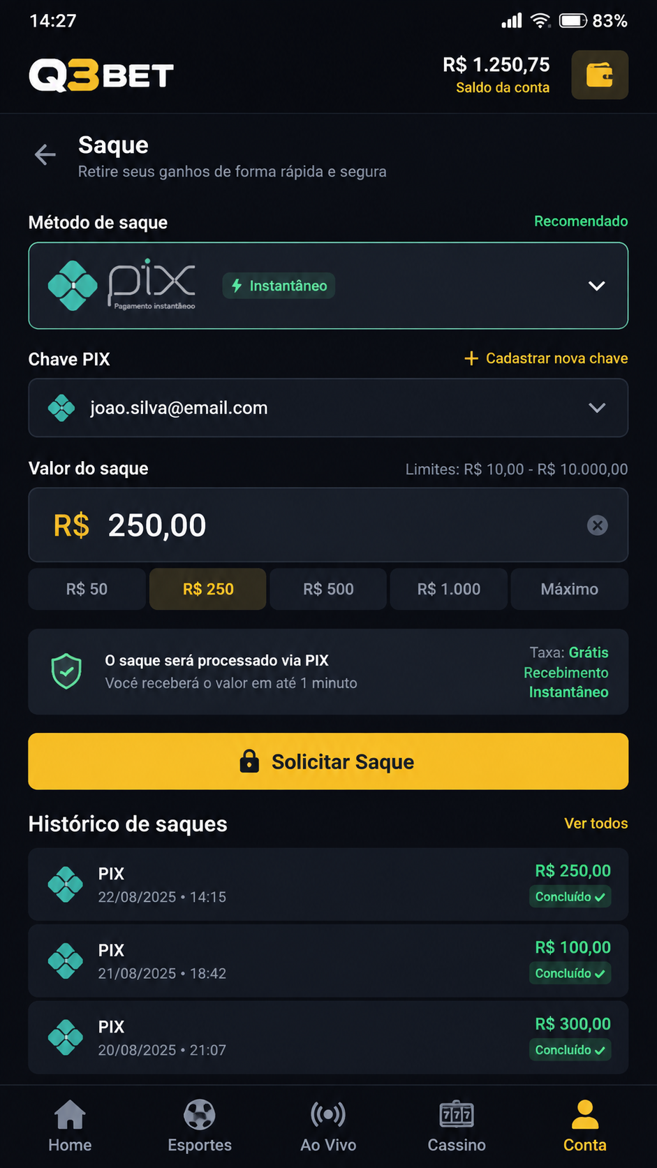 q3bet screenshot