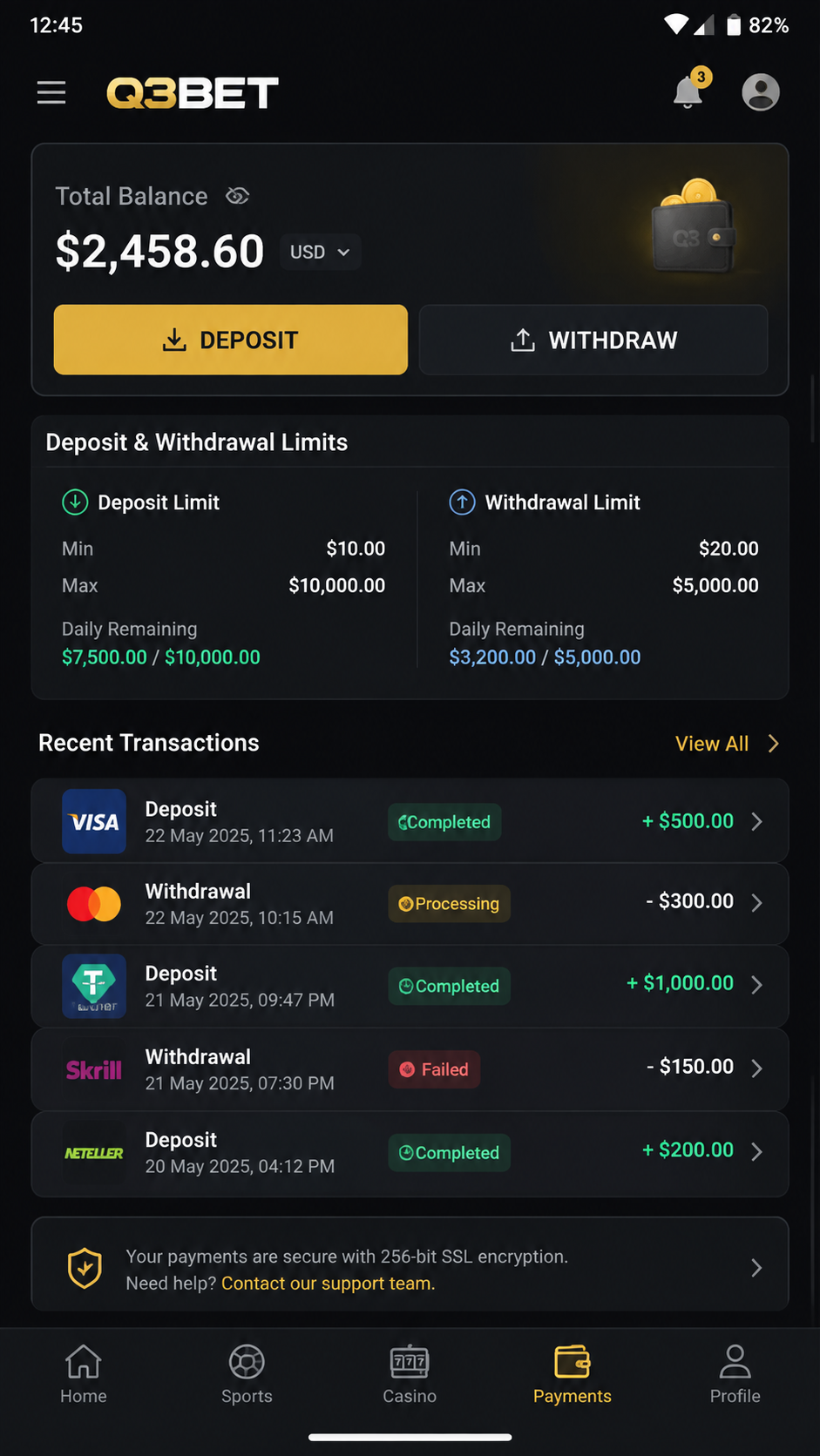 q3bet screenshot