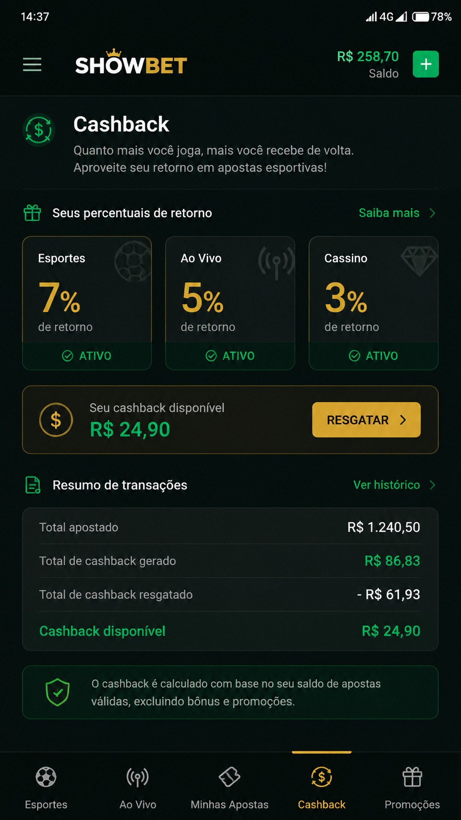 showbet screenshot