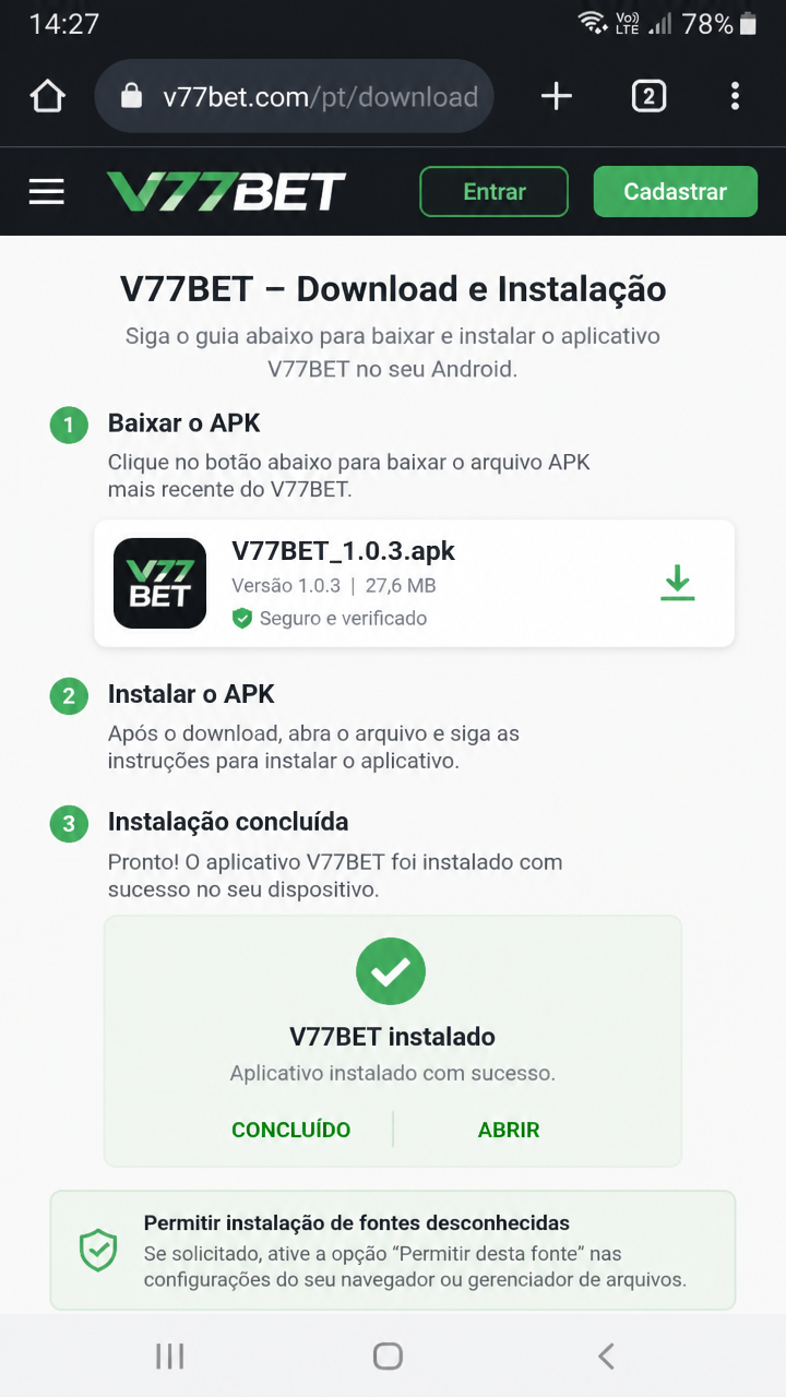 v77bet screenshot